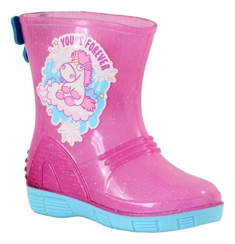 Botas Ni a Unicornio Bubble Gummers Plastico Lluvia Glitter