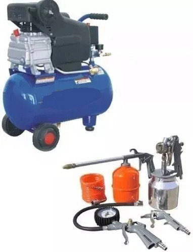 Combo Compresor 25 Litros Motor 2 Hp + Kit 5 Piezas Prof Tyt