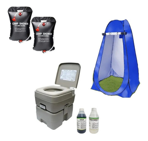 Baño Químico 20 Lt + Carpa Vestidor 2p + Ducha 40 Litros