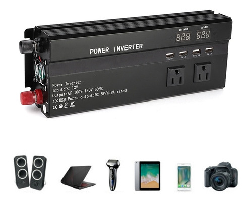 Imagen 6 de 8 de 6000w Dc 12v A Ca 110v Convertidor De Potencia Del Coche Con
