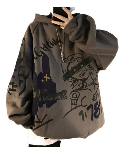 Sudadera Con Estampado De Grafiti, Estilo De Ocio, Moda Hip