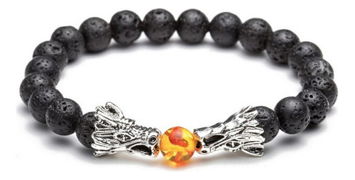 Pulsera Piedra Volcanica Dragon + Estuche