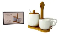 Comprar Jogo 2 Xícaras Café 90ml Açucareiro Suporte Bambu mesa posta