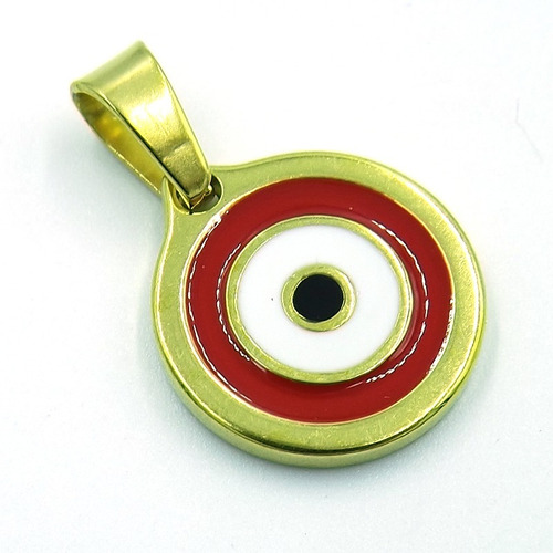 Dije De Acero Inox Dorado Ojo Turco Rojo Eg