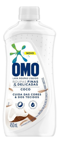 Sabão líquido Omo Roupas Finas e Delicadas Coco frasco 450 ml