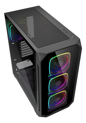 Gabinete Gamer Sharkoon Ak5g Rgb Cristal Templado Btf/atx Color Negro