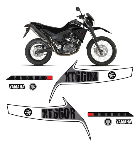 Adesivos Yamaha Xt 660r 2013 Faixa Moto Preta + Emblema Logo