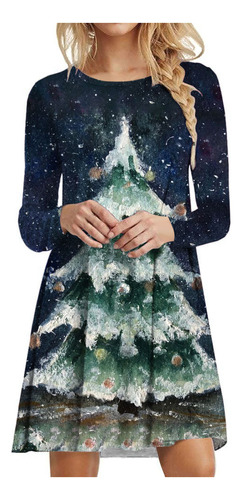 Vestido De Mujer Q Con Estampado De Árbol De Navidad De Mang