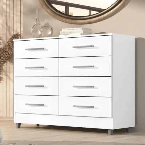 Cômoda 8 Gavetas Raissa Para Quarto Com Pés