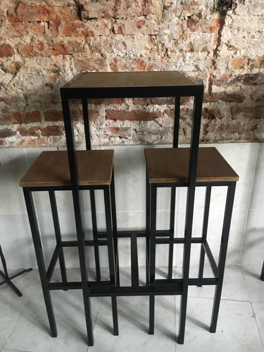 Imagen 6 de 10 de Mesa Barra Extensión Cervecera Industrial 50x40 + 2 Bancos