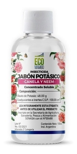 Imagen 1 de 4 de Jabon Potasico + Neem Y Canela 100 Cc Eco Mambo - Hojarasca
