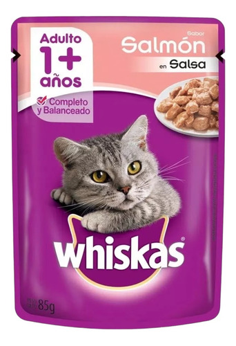 Whiskas Sobrecitos Pouch Sabor Salmon 85 Grs. X 12 Unidades