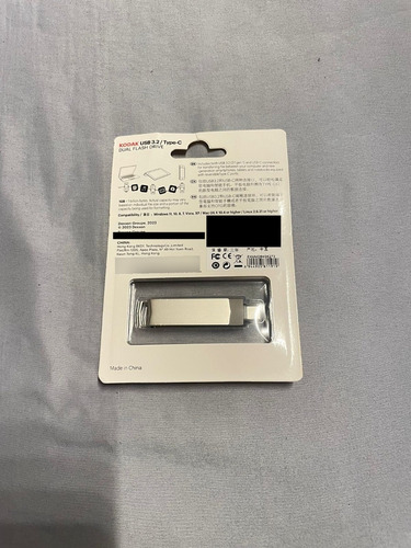 Pendrive 64gb Kodak Usb 3.2 Tipo C K273 Metal Cor Prateado