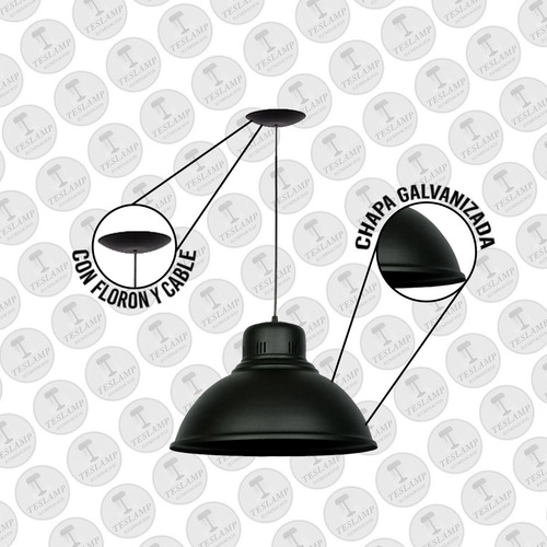 Lampara Colgante Campana Galponera Industrial 40 Cm