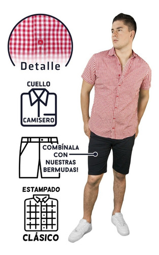 Camisa Manga Corta Cuadritos Disponible En 3 Colores
