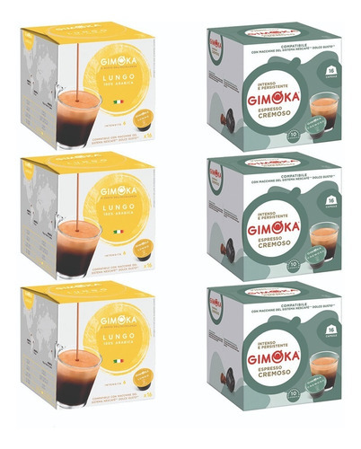 96 Capsulas Gimoka Lungo + Cremoso Compatible Dolce Gusto