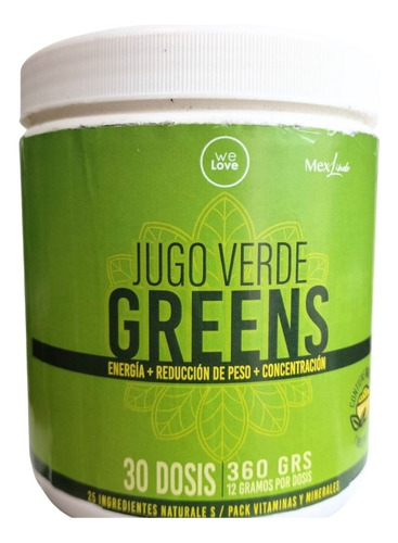 Jugo Verde Polvo Mix Saludable Energia Natural Vegano 360 Gr
