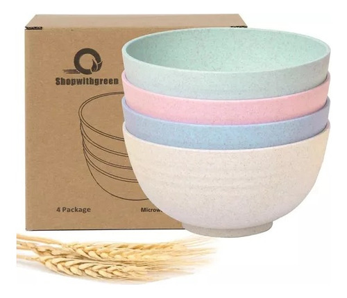 Set 4 Bowl 12 Cm Compotera Biodegradable Ecologico Trigo  