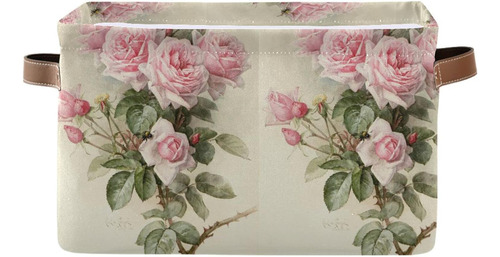 Caja Almacenamiento Plegable Diseño Rosas Vintage Asas Estan