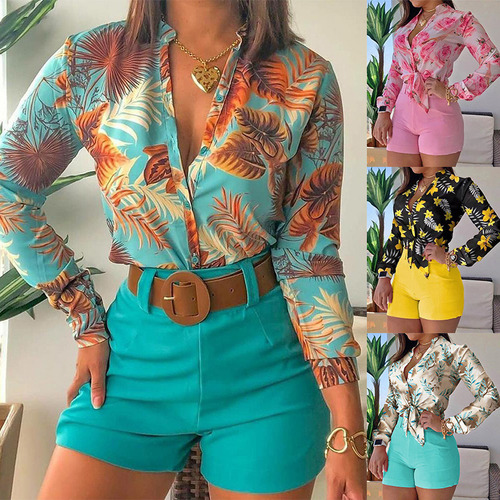 / Conjunto De Camisa Y Shorts Dama Casual Moda Playa