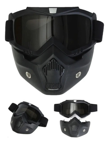Googles Motocross Mascara Careta Tacticos Y De Proteccion Color De La Lente Negro Color Del Armazón Negro