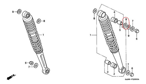 Arandela Amortiguador Trasero Original Honda Dax Int 10mm