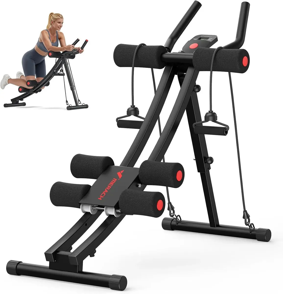 Máquina Abdominal Merach Plegable con Riel Doble, Para Ejercicio de Abdomen y Cuerpo Completo en Casa