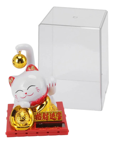 Gatito De La Suerte Solar Con Campanita
