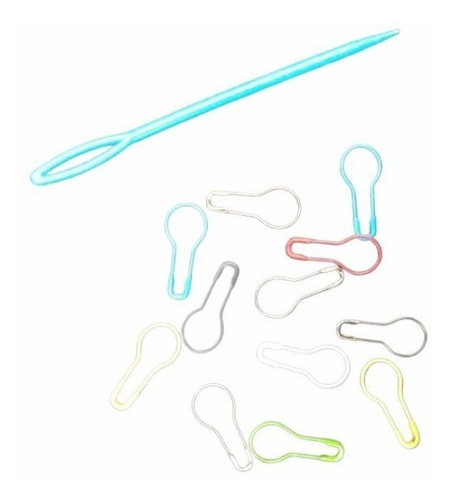 Imagen 6 de 7 de Kit 10 Agujas Tejido + Estuche +12 Marcadores + Aguja Lanera