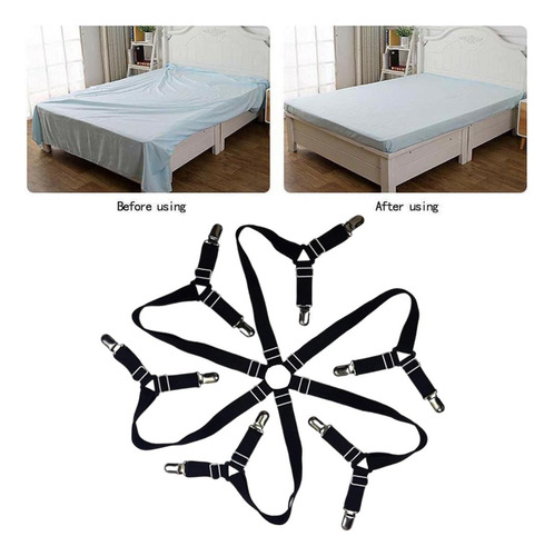 5 Soporte Elástico Para Sábanas, Fundas De Colchón, Negro