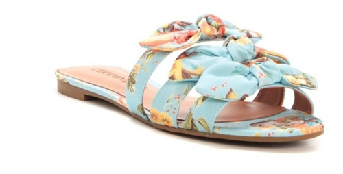 Sandália Rasteira Flat Com Tiras Estampa Floral Cecconello