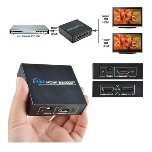 Imagen 2 de 6 de Splitter Hdmi 2 Puertos De Salida Full Hd 1080p Tv / Metal