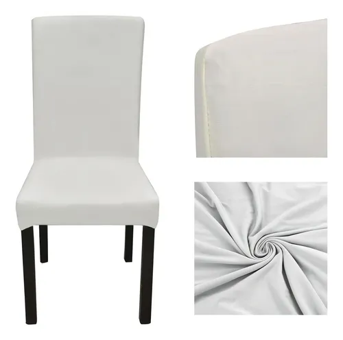Funda Para Silla Comedor Cubre Asiento Elastizada Y Lavable® Color Blanco Diseño De La Tela Liso