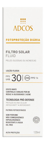 Adcos Professional Filtro Solar Fps30 Fluid  Pele Oleosa