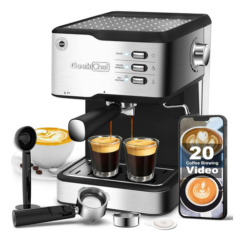 Geek Chef Espresso Machine 20 Bar, Cappuccino Latte Maker Co