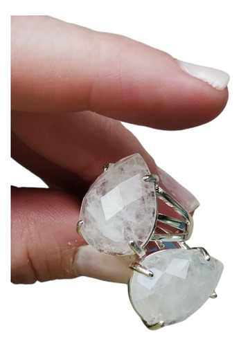 Anillo Cuarzo Cristal Baño Plata Regulable