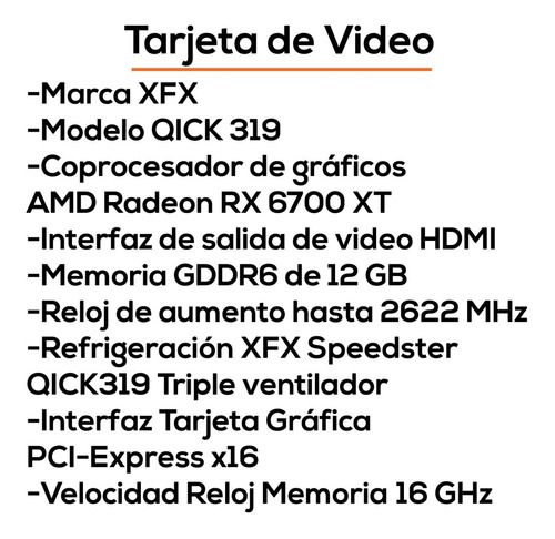 Tarjeta De Video Xfx Amd Radeon Rx 6700 Xt 12gb 2622mhz Bagc