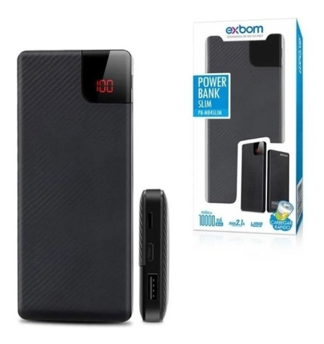 Imagem 1 de 3 de Carregador Celular Portátil Power Bank Slim Usb Exbom Pbm84