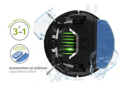Aspiradora trapeadora robot Multilaser Hydra negra 110V/220V