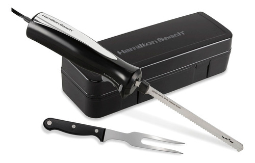 Cuchillo Eléctrico Negro C/ Tenedor Cortar Picar  Cocina