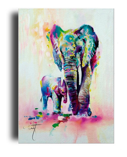 Cuadro Decorativo Canvas Pintura Elefantes Tipo Oleo 80*120