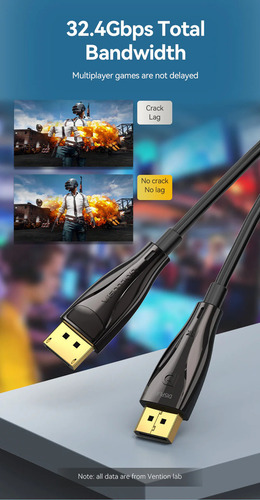Cable Fibra Optica Display Port 1.4 Vention - Certificado Profesional - 8k Hdr G-sync Hdcp Earc - Hasta 240hz 32 Gbps - 5 Metros - Premium - Para Pc Gaming Proyector Gamer Monitor Pantalla - Hcbbj
