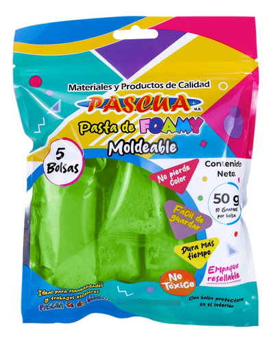 Fomi Foamy Moldeable Pascua 50 Gramos Diferentes Colores Verde Limon