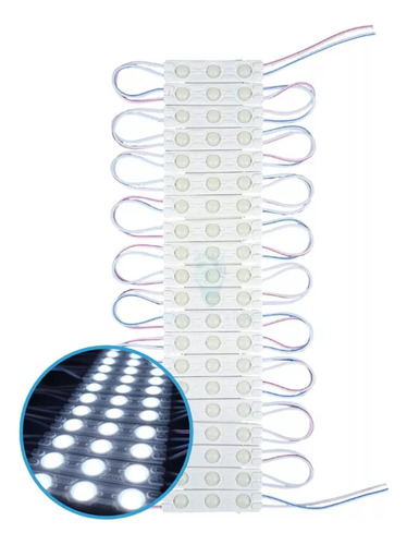20 Módulos 3 Leds Smd Prova D'água Luminoso 12v Branco Frio