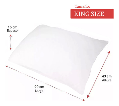 Set 2 Almohadas King Size Microfibra Premium Media 90x43 Cm