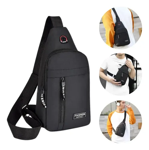 Pochete Masculina Transversal Treino Corrida Motociclista Ombro Esconder Celular Cor Preto