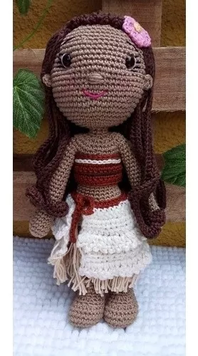 Boneca Moana 35cm Em Crochê/amigurumi.