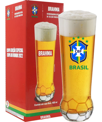 Copo Bola Seleção Brasileira Copa Do Mundo 2022 Brahma 420ml Cor Transparente