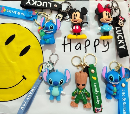 Imagen 3 de 8 de Llaveros De Stitch Goma Muñecos Al Mayor 12 Unidades