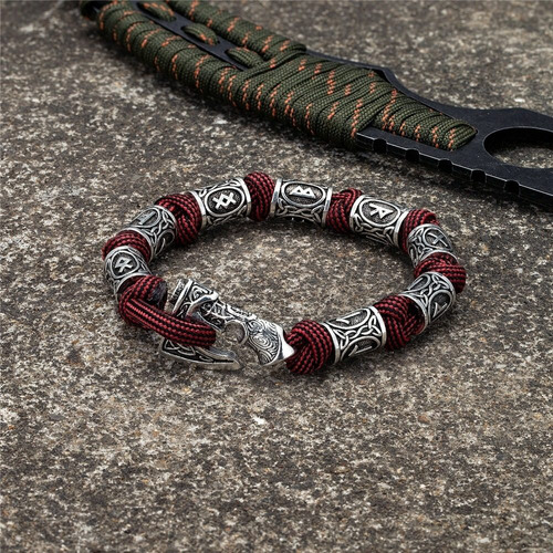 Pulsera Hombre Vikingo Cuerda Paracord Nordico Hacha Nórdica